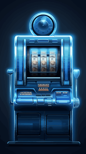 slot machine front view, vector illustration, blue