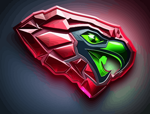 Seahawks Logo, NFL, vector art, vector logo style, bright red ruby gemstone, double curve surface