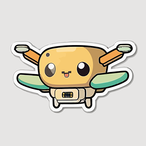 sticker, color, kawaii style, drone, contour, vector, white background