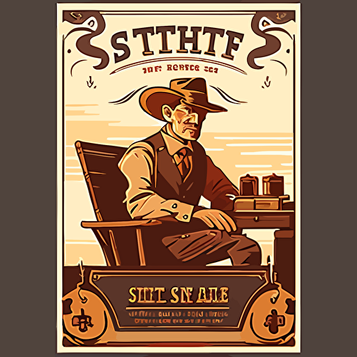 affiche, publicité, bureau shérif, western, style 1800, flat, vectorized