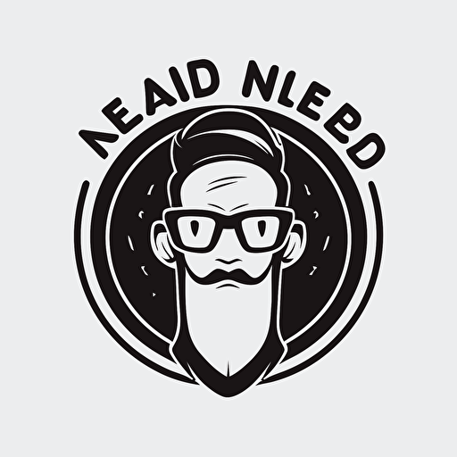 logo for a gaming company called nerd alert gaming. Simple, flat logo. Body of the logo will be an exclamation mark with nerd glasses on top. Vector with a white background.