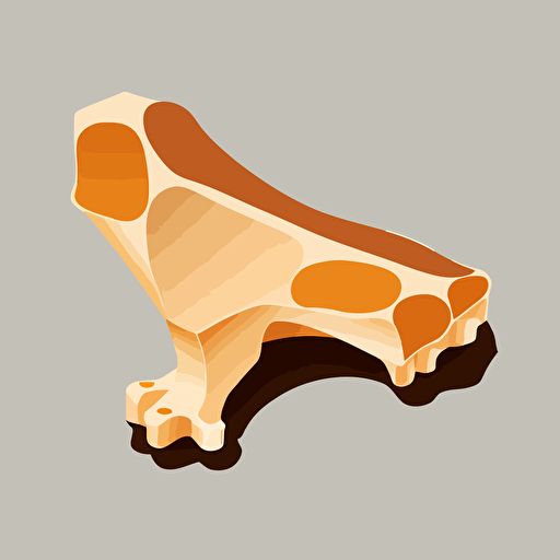 a short stuby chicken leg bone vector art with an outer dimension 0f 68 mm by 46 mm catoon like