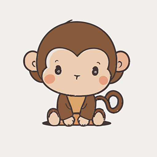cute monkey kawaii style, simple, vector, high resolution, minimalistic, white background