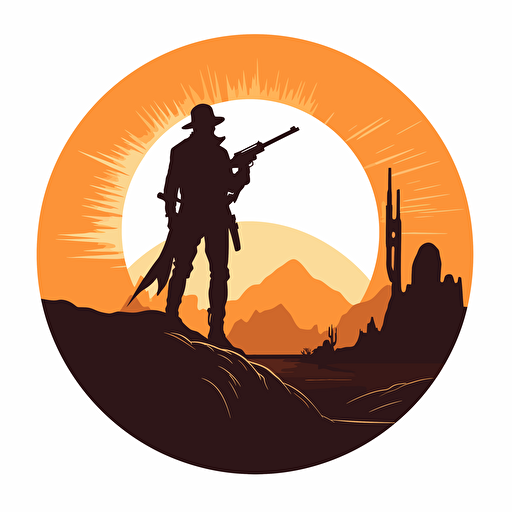 Bounty hunter in the desert, vector, vector logo, emblem, simple