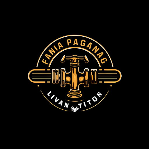 create a logo for plumbing company, vector, solid black background, minimal, flat, simple, powerful