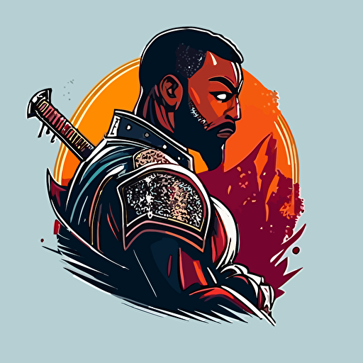 black man knight doodle vector ilustration