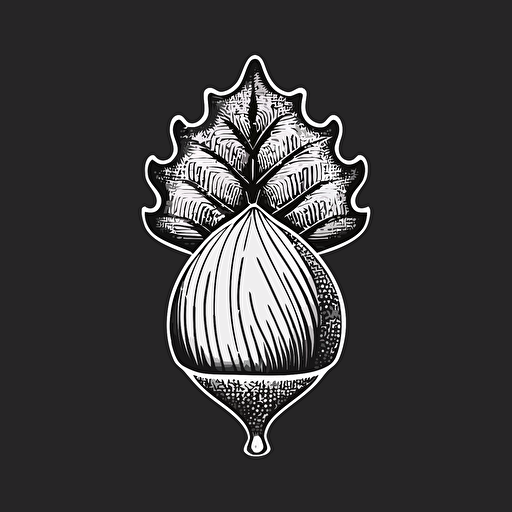 a black and white line vector of an acorn
