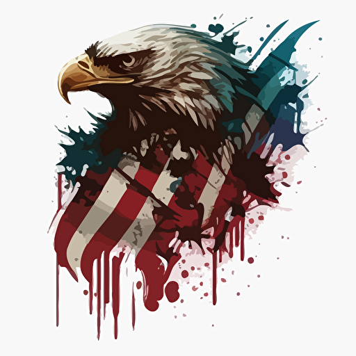 american flag eagle vector,comic style, white background