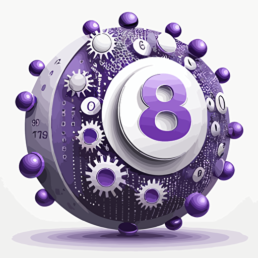 icon, number 8, technology, abstract, white background, single color, purple, vector, no shadows