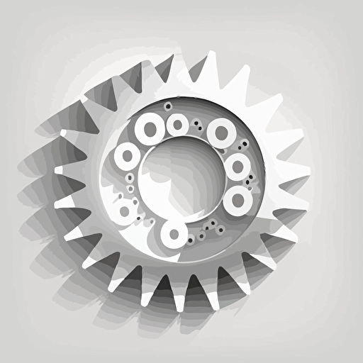 vector illustration, circle with gear symbol inside, white background, minimalist