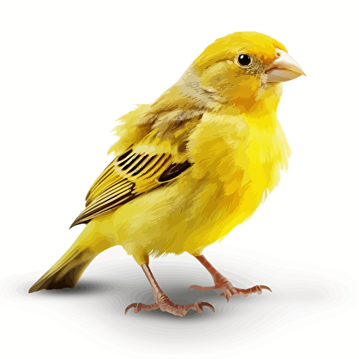 Canary bird looking straight in the camera, white bg, vector