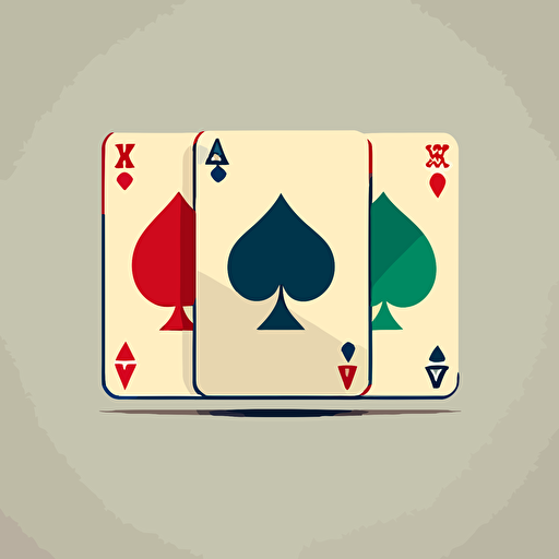 Cartoon Logo of 3 PlayingCards , minimalistic, Vector, Simple