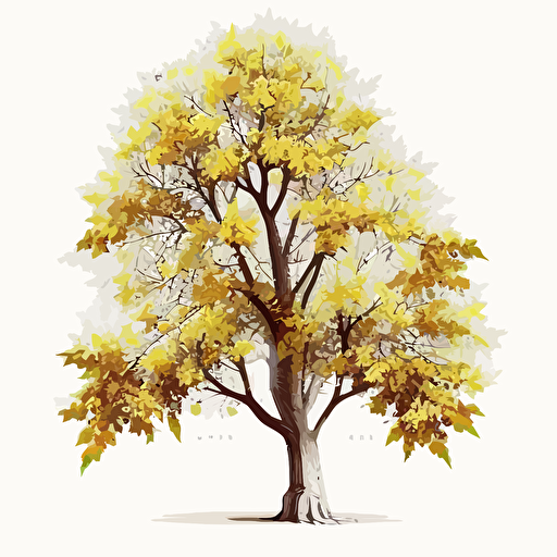 scientific drawing of maple tree, white background, vector art