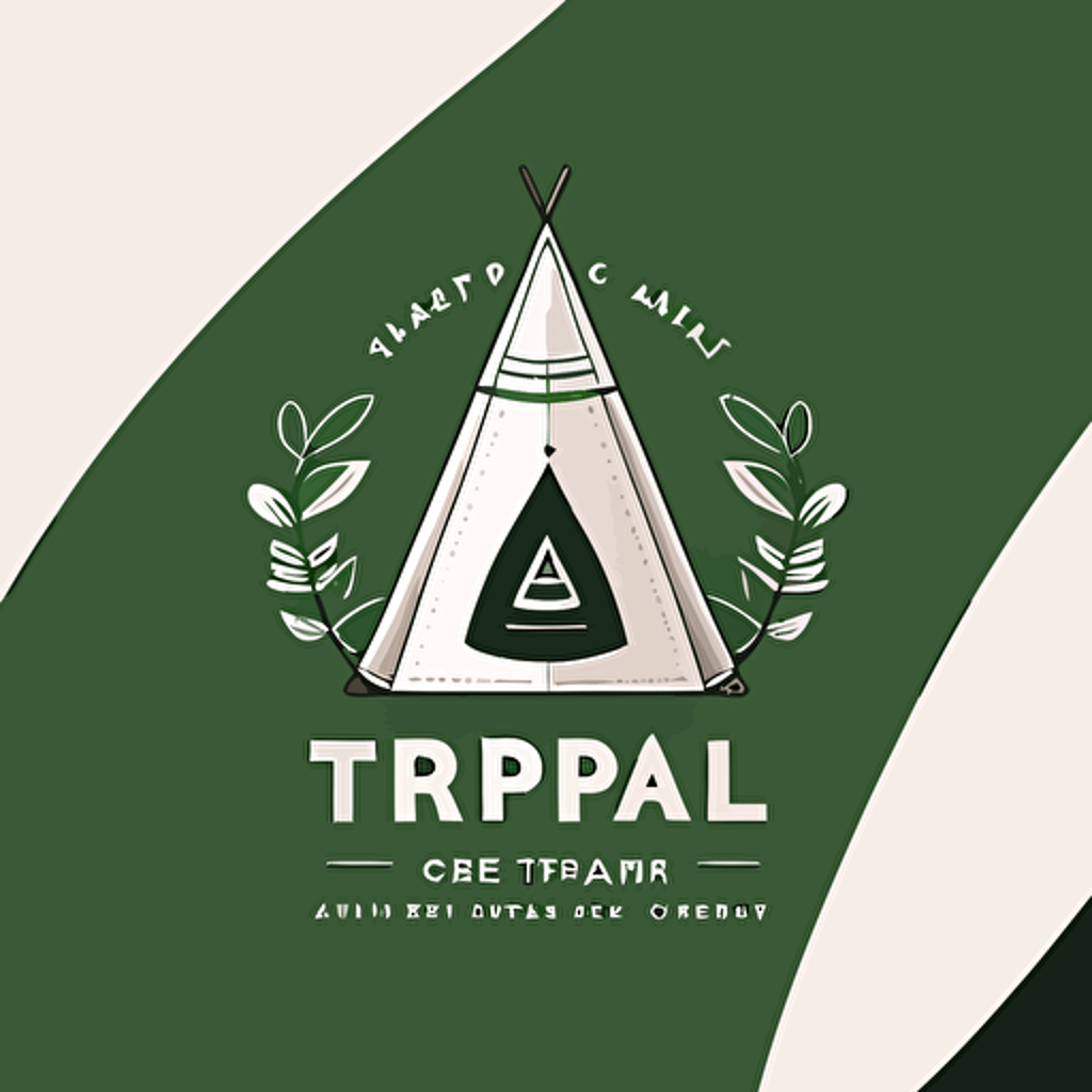 Logo for a herbal tea compagny, with a teepee, vectorial, minimalist, green and white, modern design –q 2