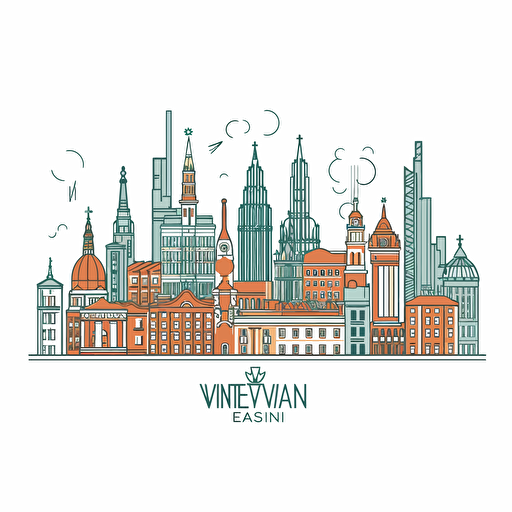 vector simple line cityscape of Vienna skyline with modern buildings isolated on white background vector illustration. Vienna cityscape with landmarks. V5.1