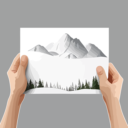 hand holding A4 blank paper landscape from a top vector white background