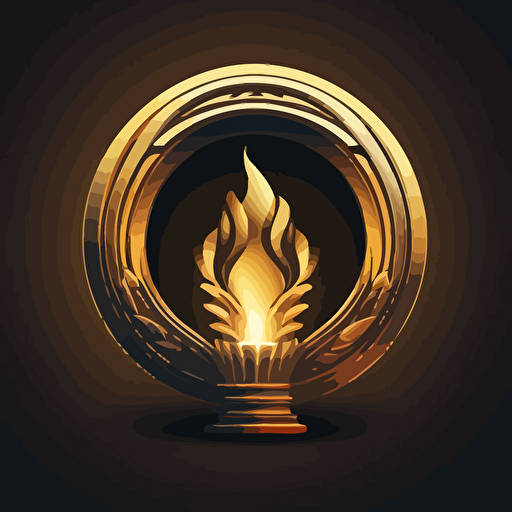 vector modern golden torch inside a circle similar to a coin.