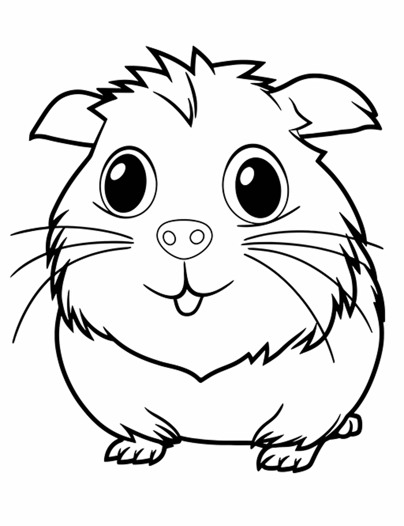 coloring page cartoon guinea pig vector black and white