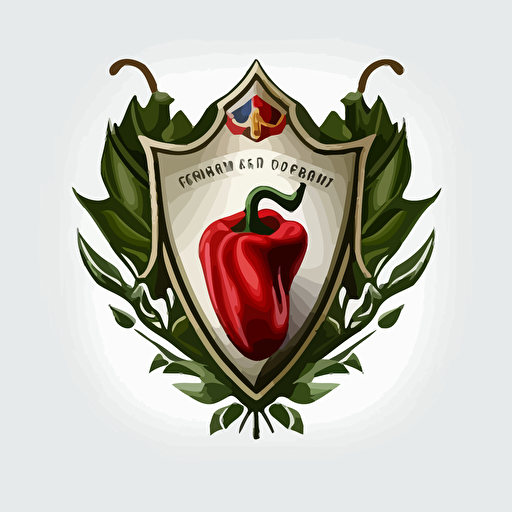 Vector logo design featuring military crest with a pepper in the middle, white background, no shadows