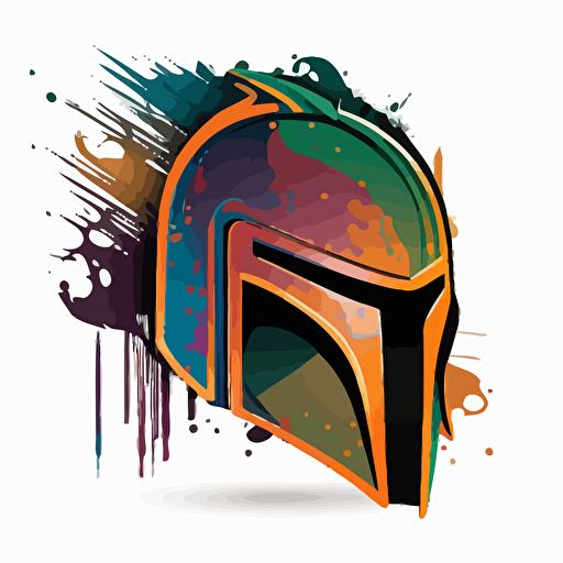 mandalorian helmet colorful abstract, vector logo, vector art, simple, cartoon, 2d