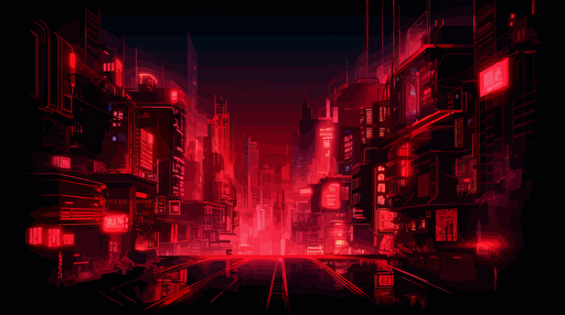 neon city , wtih cyberpunk theme, red low light, vector
