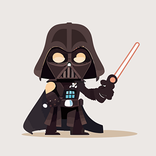 A beautiful female darth vader, goofy looking, smiling, pointing at the camera, minimalistic, flat light, white background, vector art , pixar style