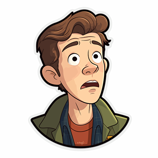 sticker design, super cute pixar John Mulaney, vector