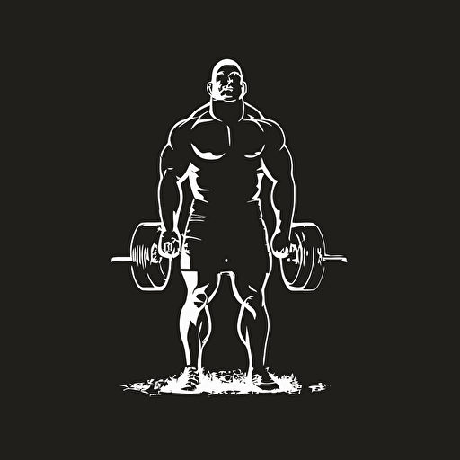 powerlifter weights vector style black and white black background