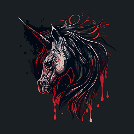 horror, unicorn logo, icon, vector, illustrator, head