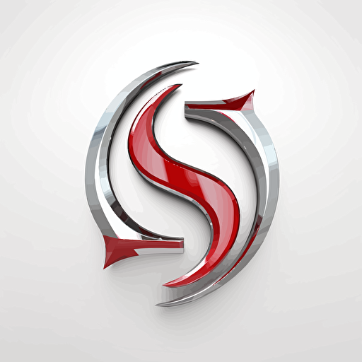 S N Logo, red and grey, white background, high details, vector
