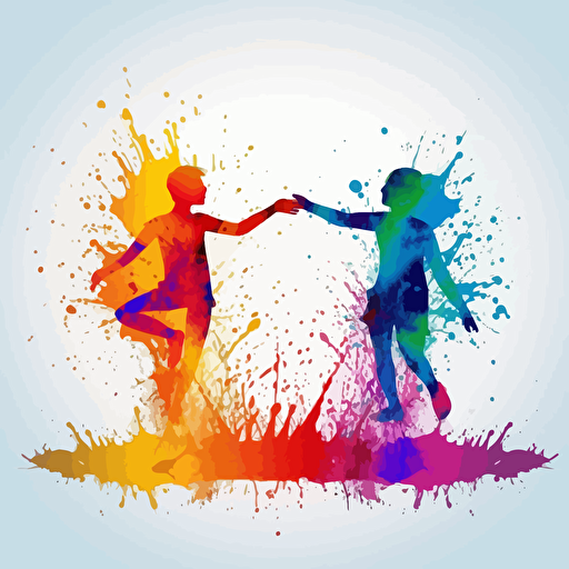 two people playing holi with water. water splash. Vector art. poster