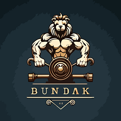 minimalistic vector logo of royal man lion lifting dumbbells