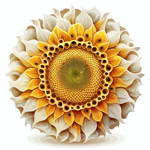 circular beautiful sunflower vector,in round circle, white background