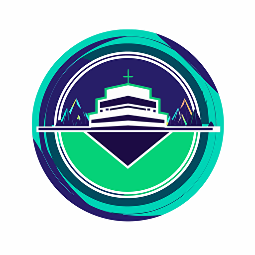 Minimalistic, simple logo, emerald green, blue, purple, black, svg, white background, vector Text Label "Boatcomputer"