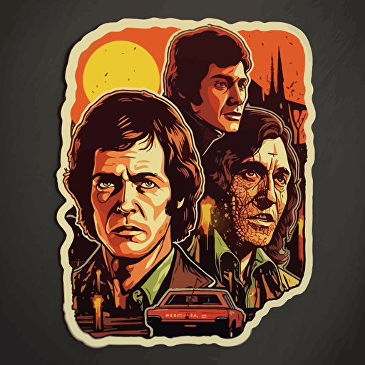 70s horror, vector, sticker