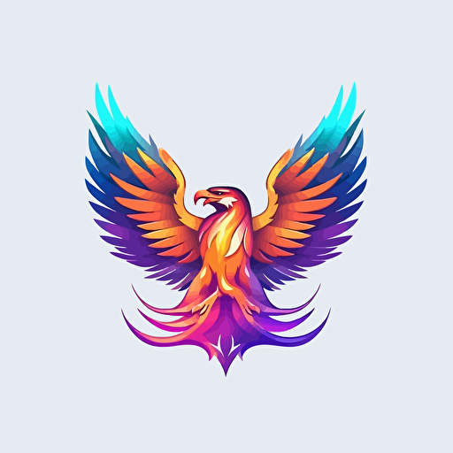 logo like Firefox of a falcon wings with mixing with a fortress, vector, gradient