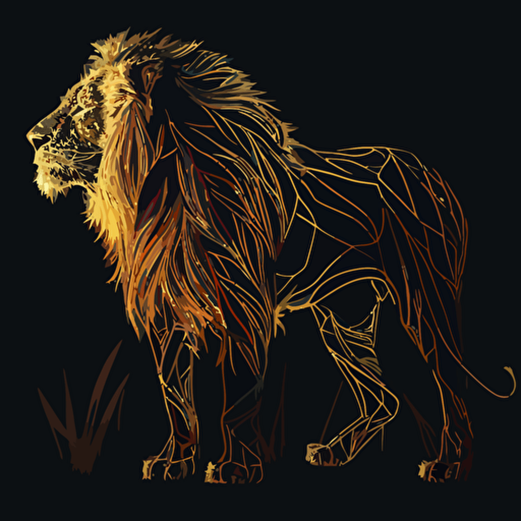a vector line image of the silhouette of a lion