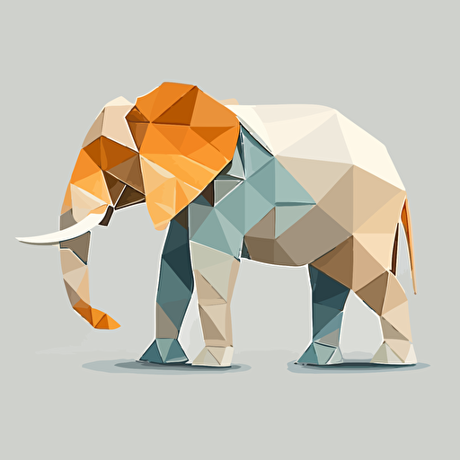 logo, flat vector, origami, elephant