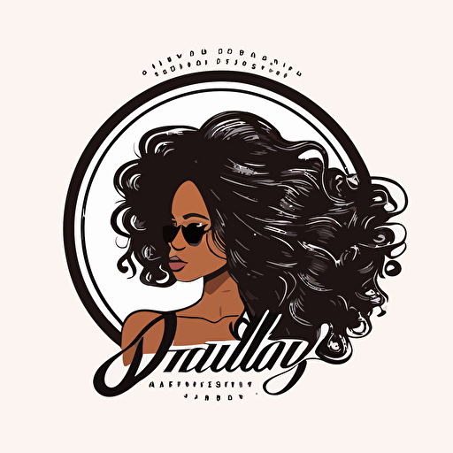 hair stylist company, hair flowing, african american, modern, vector logo, vector art, simple , cartoon, 2d