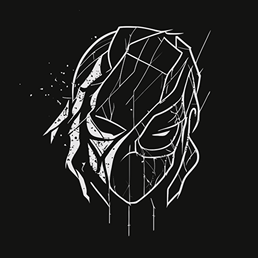 minimal line logo of a gaming broken mask, vector,