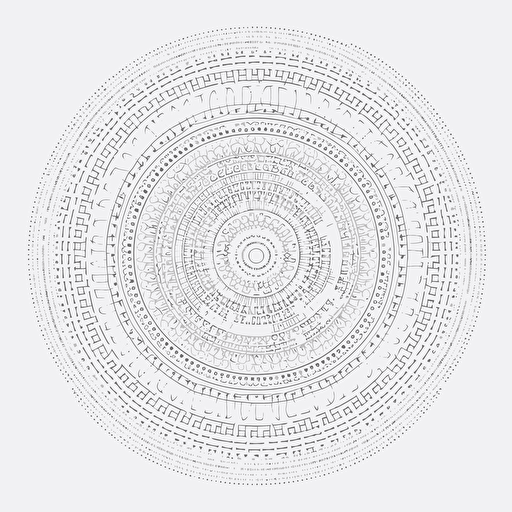 a simple minimal line pixel art circle mandala, vector, line, one color