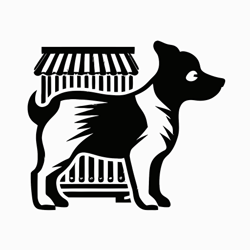 mimimal iconic logo of an online pet store, black and white vector, a clear background