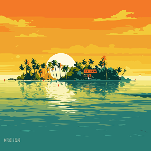 Tokelau atolls flat vector drawing cheerful colours ar 16:9