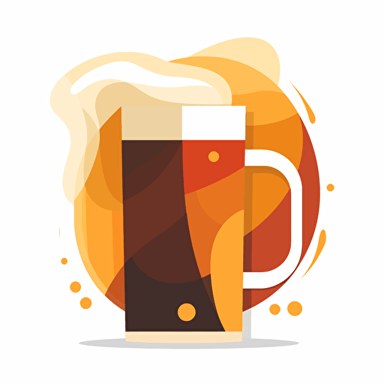 The logo is a stylized 2 liter of beer consisting of geometric shapes such as triangles and curves. Beer foam is represented by superimposed translucent white circles that add a fluidity effect. The color scheme of the logo includes a warm amber color that fades to gold, creating a gradient reminiscent of the shades of beer::flat2d::vector::company logo:: name Beer Stream