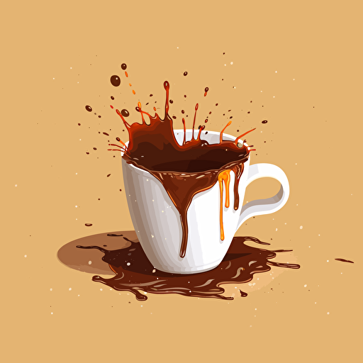 simple vector image of coffee cup on its side with coffee spilling out