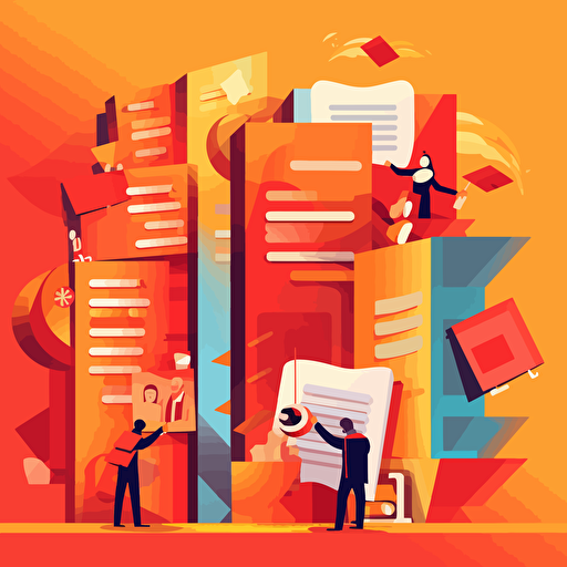 flat vector illustraction of formes being checked and folders being put away