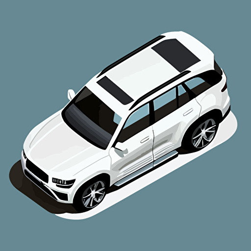 a vector illustration of a SUV white car, simple style, isometric top down right view, diffuse lighting, zoomed out very far, no background v5