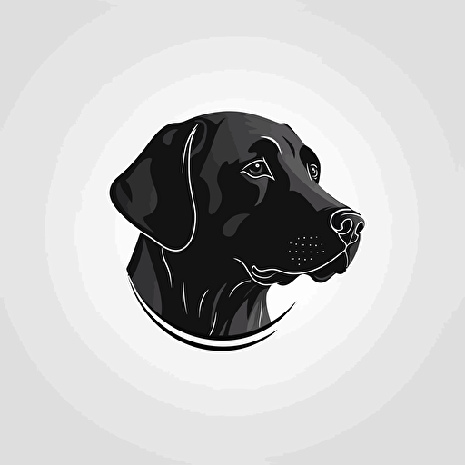 vector single labrador HEAD logo design ,flat design,black color, white background