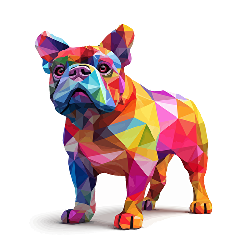 colorfull origami bulldog dog, vector art, white background