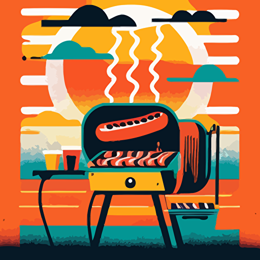 sausage sizzle, vector style, lunch, sunny, barbeque